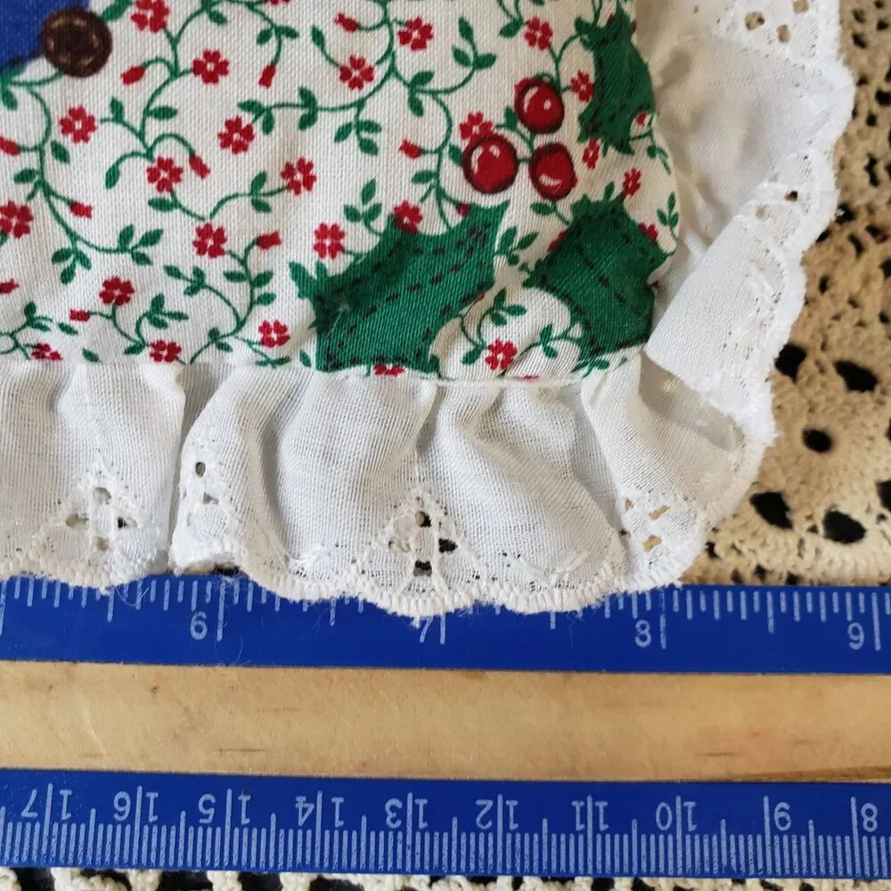 Vintage Christmas Themed Tree Ruffled Lace Edge Mini Throw Pillow 8x9 Small